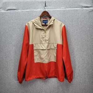 Arizona Jean Co. Colorblock Hooded Windbreaker Jacket Beige & Red Nylon Adult Si